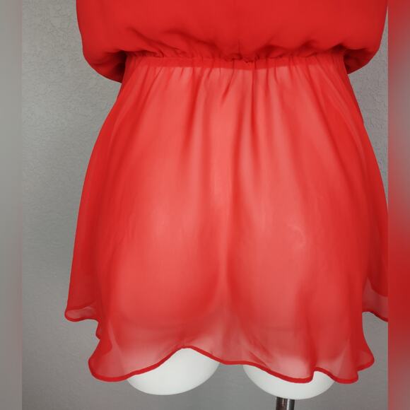 BISOU BISOU Red Pleated Sleeveless Blouse Size XS - Picture 9 of 13